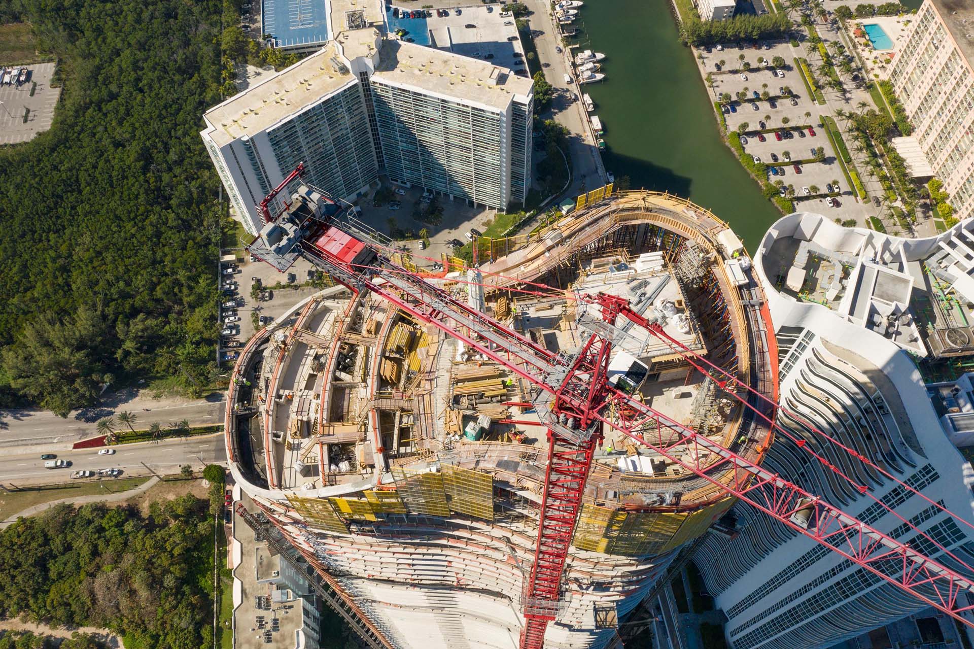 Aerial Overhead Shot Of A Skyscraper Under Construction