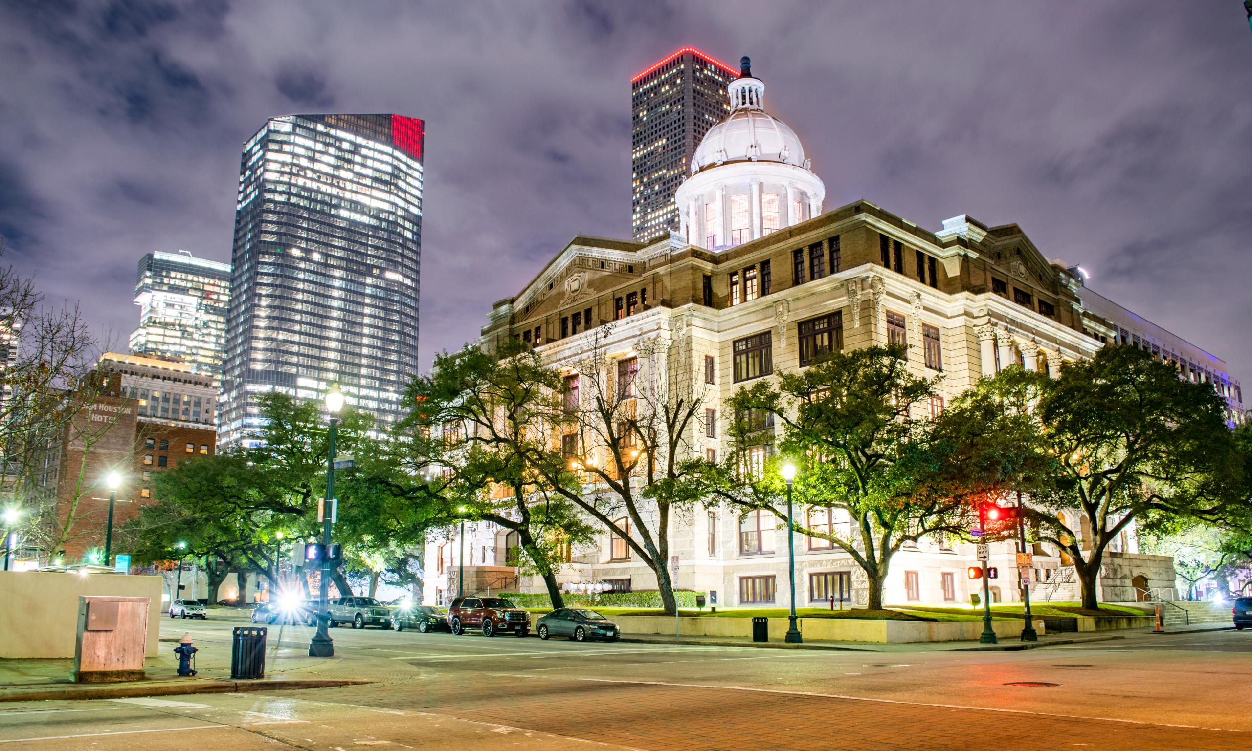 Justice Center In Houston At Night Houston, Texas, Usa